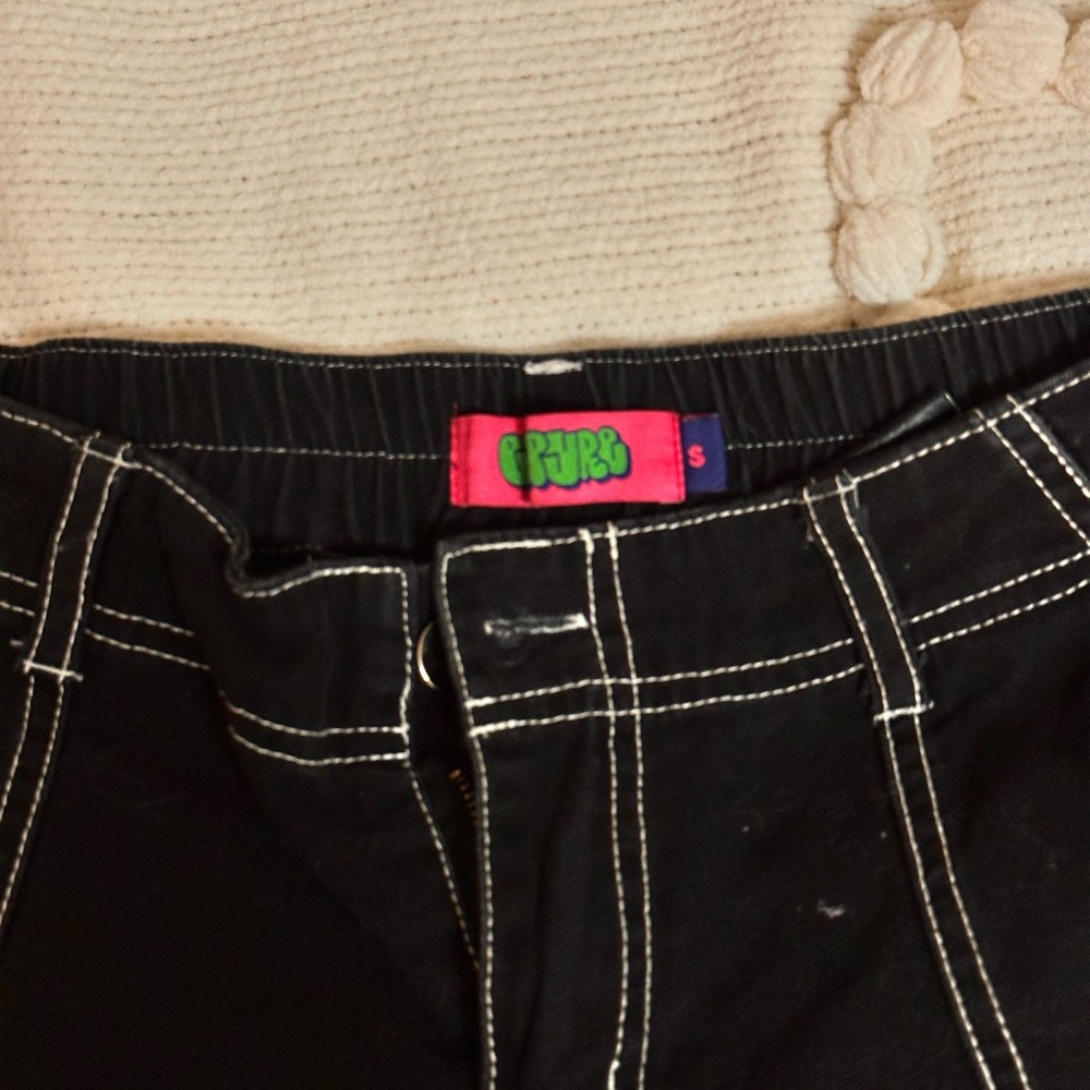 Empyre Black Pants with White Stitching